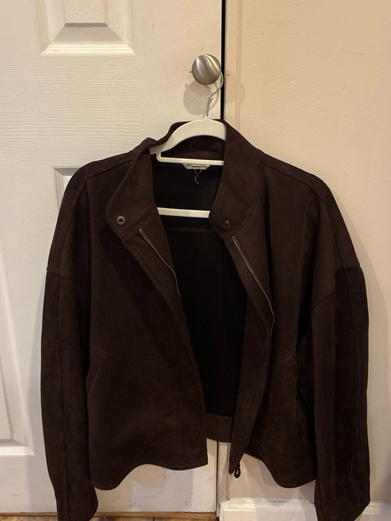 Max Studio Jackets & Blazers - Max Studio Dark Brown Suede Bomber Jacket